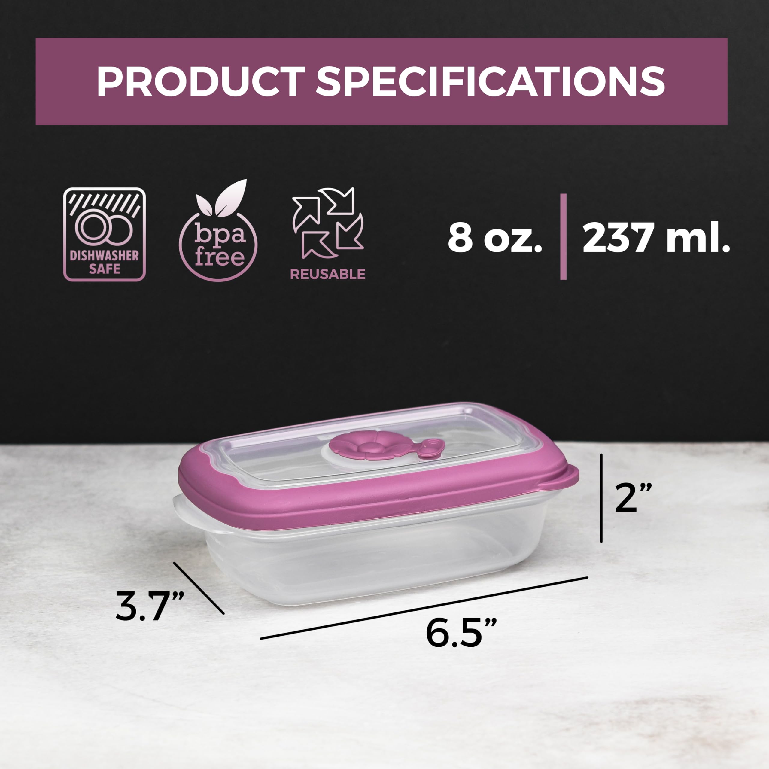 Tribello 8oz Small Microwave & Freezer Safe Food Storage Containers with Airtight Lids - BPA Free Plastic Meal Prep Containers for Leftovers, Lunch, Office & Travel - Dishwasher Safe, 2-Pack (1 Cup Each)