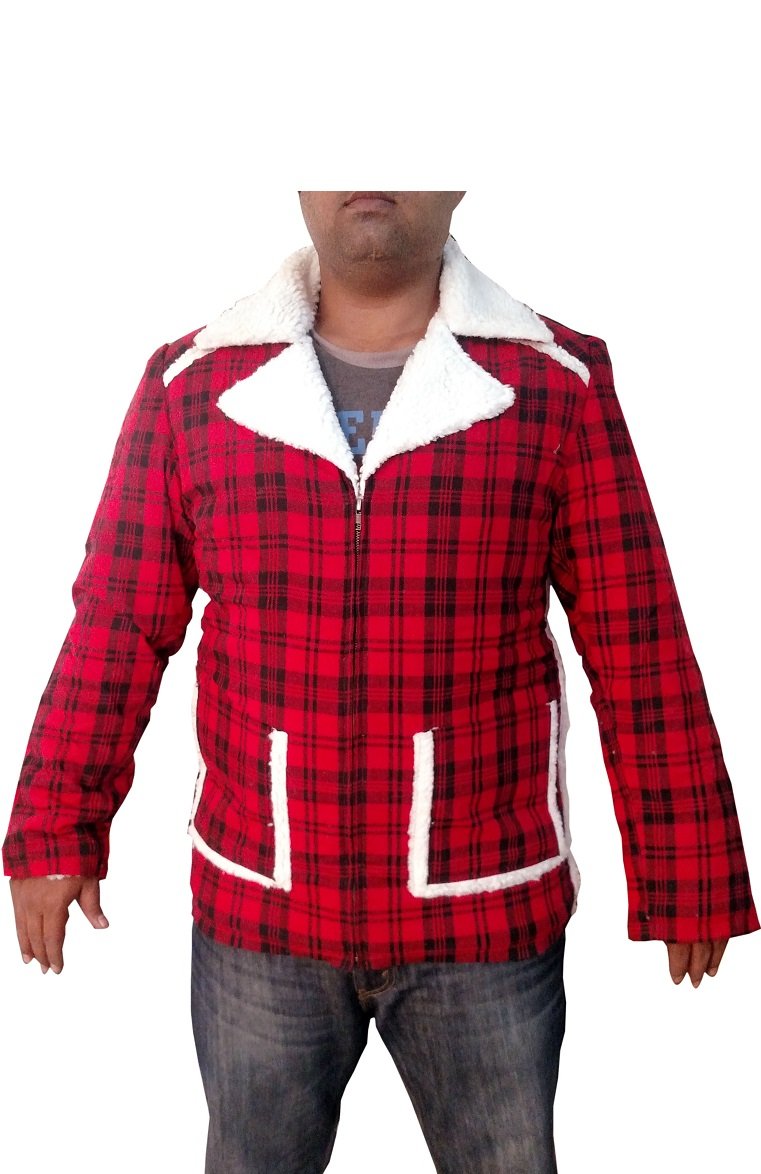 Bestzo Men's Fashion Deadpool Ryan Reynolds Shearling Red Jacket - Winter Coat for Cosplay, Halloween & Cold Weather Outfits