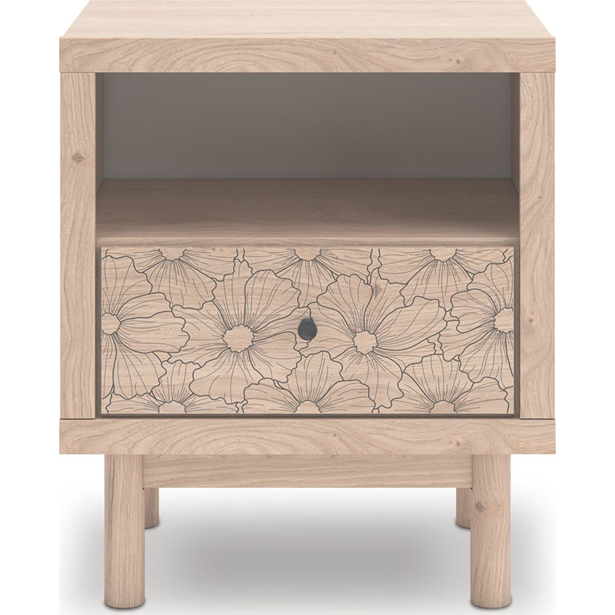 Arloster Nightstand in Tan - Modern Bedside Table with Drawer for Bedroom, Living Room, or Office - Perfect for Storage and Organization