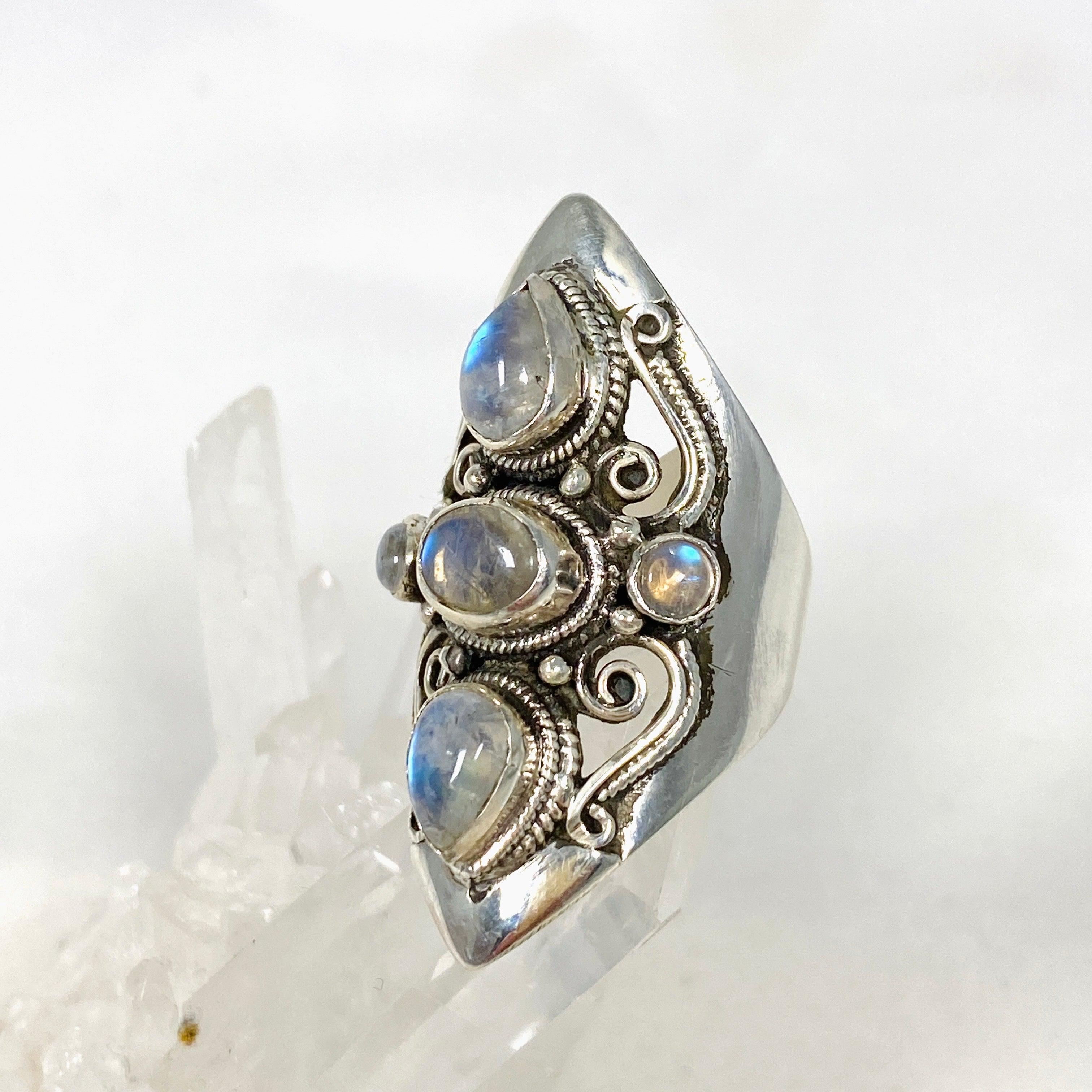 Boho Style Moonstone Multi Stone Ring for Women - Size 7.5 (R4068) - Perfect for Festival, Wedding & Everyday Boho Jewelry