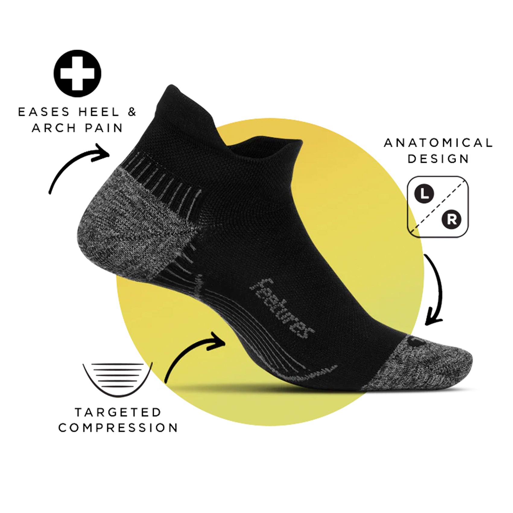 Feetures Plantar Fasciitis Relief Compression No Show Socks - Arch Support & Pain Relief for Running, Walking & Everyday Comfort