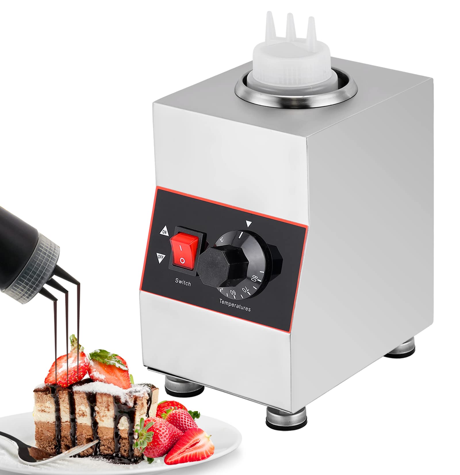 Commercial Electric Sauce Warmer Dispenser with Pump - 110V Hot Fudge, Cheese & Caramel Warmer (30-85°C) - Perfect for Restaurants, Cafes & Catering Services