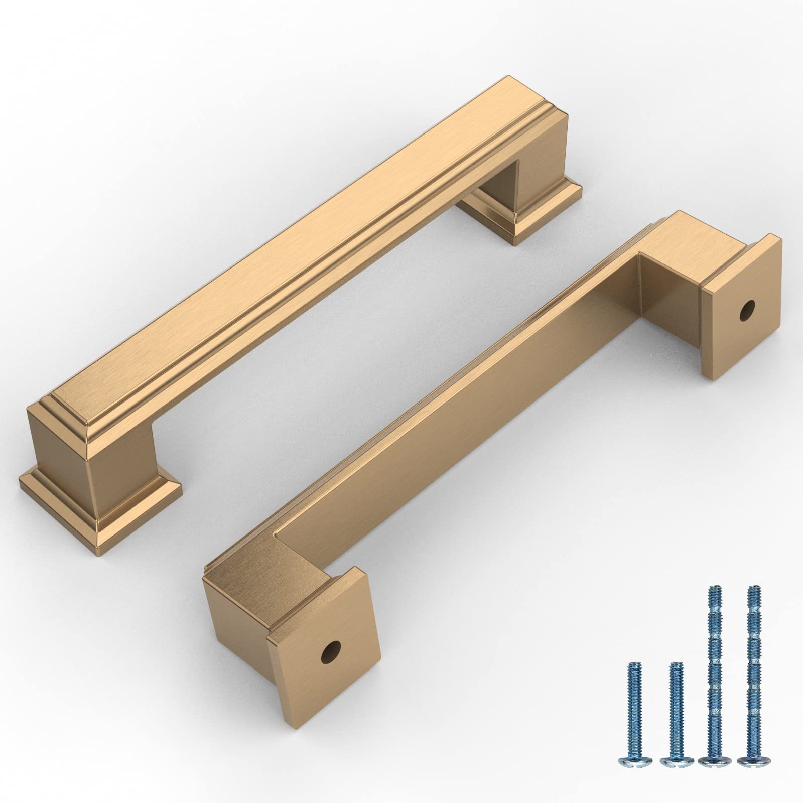2 Pack 3.75 Inch (96mm) Champagne Bronze Cabinet Handles - Gold Kitchen Cabinet Pulls & Drawer Hardware for Dresser, Cupboard, Wardrobe - Perfect for Modern Home, Office & DIY Furniture Upgrade