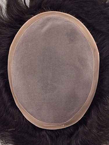 Premium 8x6 Inch Dark Brown Human Hair Toupee for Men - Free Clips, Wig Cap, Hair Brush & Beard Comb - Natural Looking Hairpiece for Thinning Hair & Baldness - Perfect for Daily Wear, Work, and Special Occasions