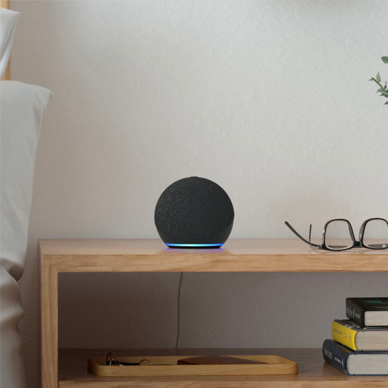 Amazon Echo Dot (4th Gen) with Alexa - Smart Speaker with Clock, Black - Perfect for Home, Office & Kitchen | Voice Control, Music Streaming & Smart Home Hub