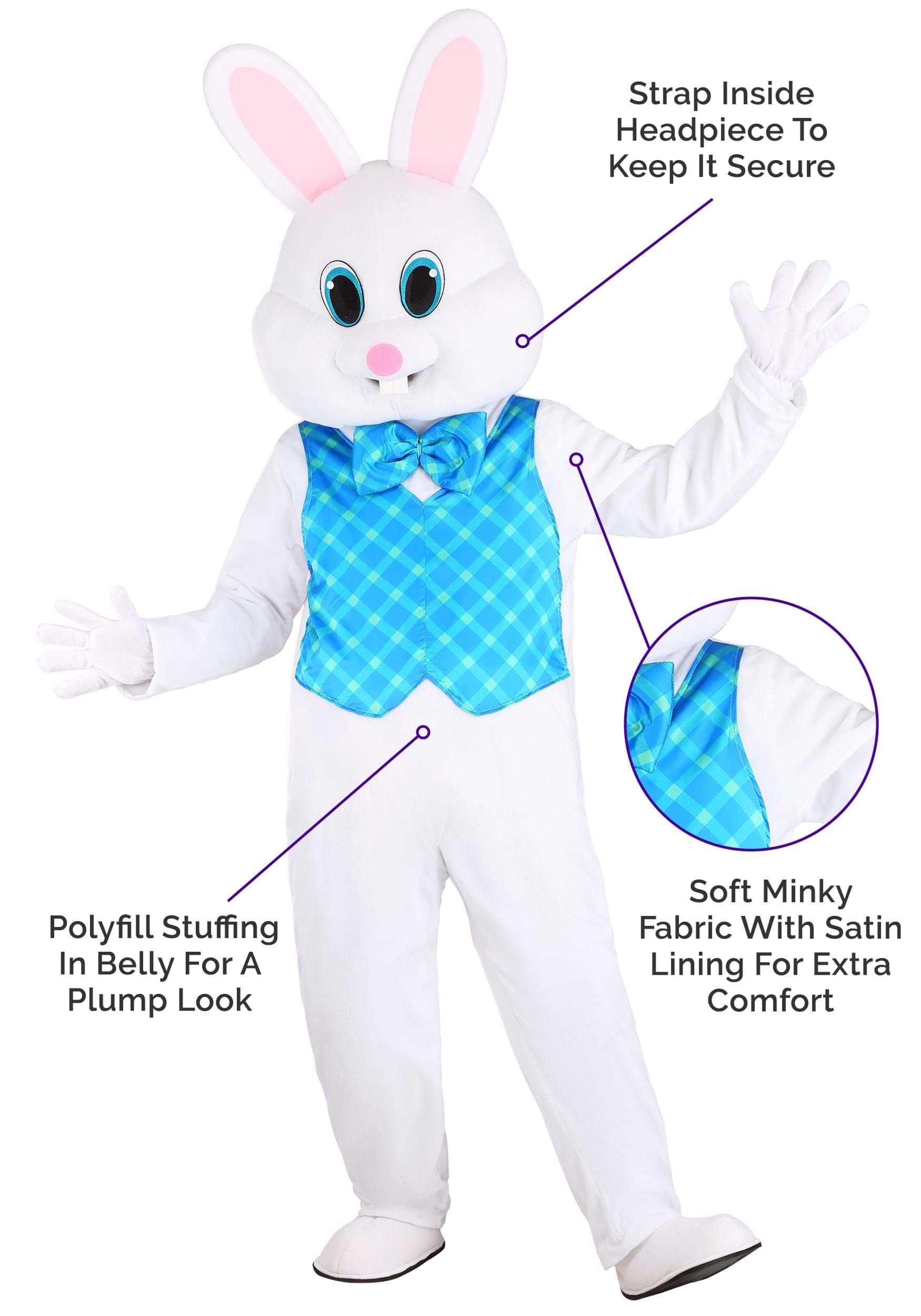 Deluxe Adult Easter Bunny Costume - Realistic Rabbit Mascot Suit for Halloween & Easter Parties - Perfect for Cosplay, Themed Events, and Holiday Celebrations