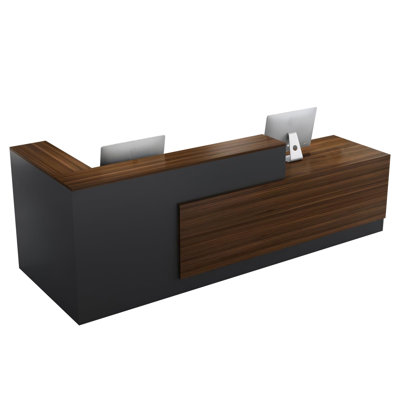 Minimalist L-Shaped Reception Desk with Counter & Drawers - 86.61