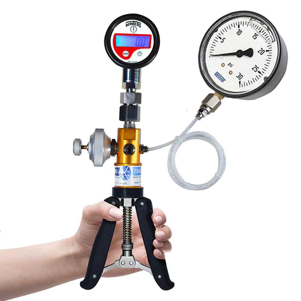 AI-DP1-2200 Pressure and Vacuum Hand Pump Calibrator with Gauge - Professional Calibration Tool for Labs & Field Use | Ideal for HVAC, Industrial, and Automotive Pressure Testing