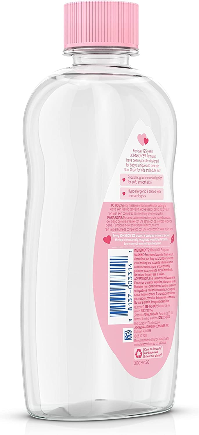 Johnson's Baby Oil 14oz - 12 Pack for Baby Massage & Skin Care