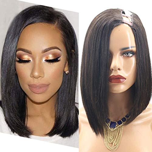 Silky Straight Human Hair U Part Wigs - Short Bob Wig with Peruvian Remy Hair | 1