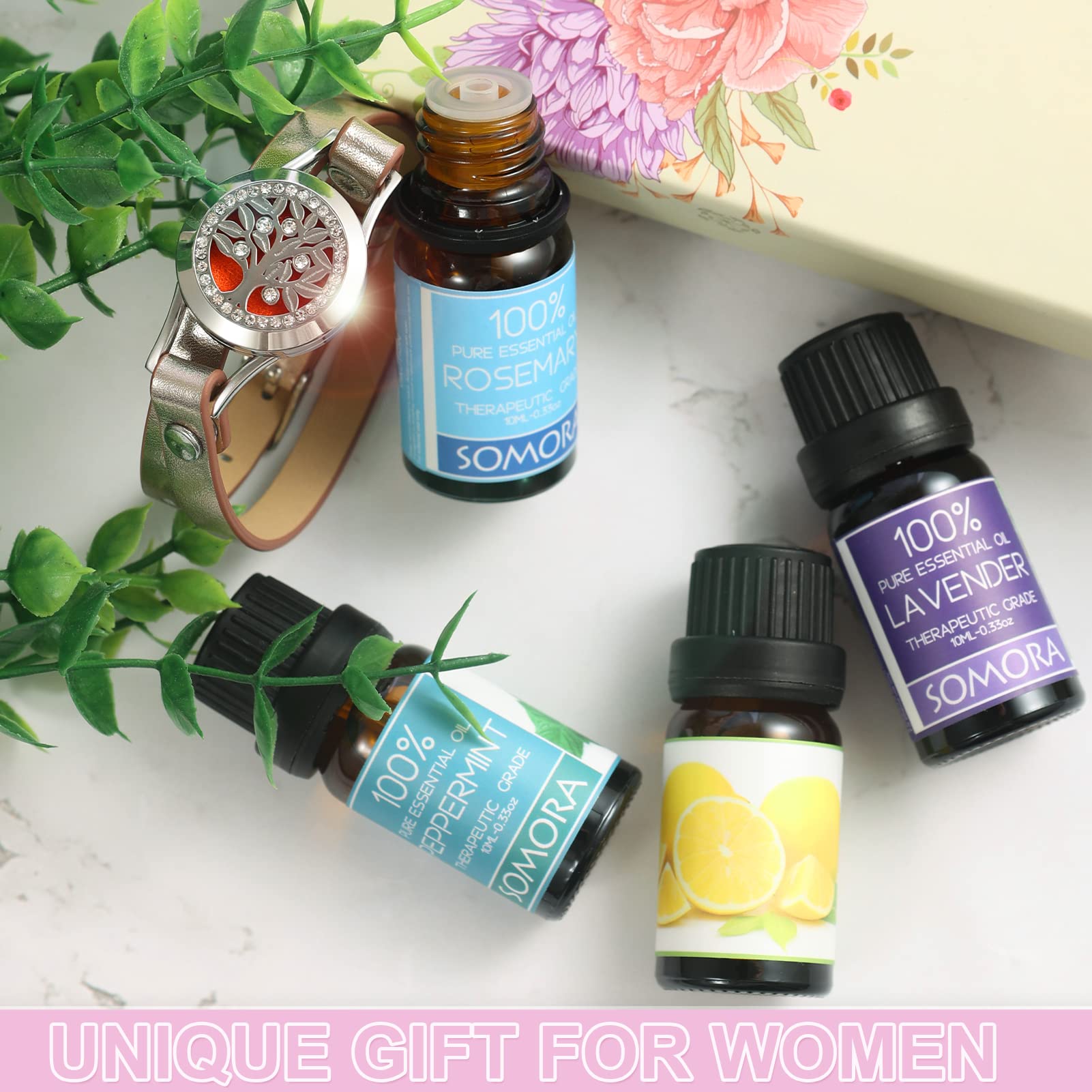 Valentine's Day Gifts for Her - Aromatherapy Essential Oil Diffuser Bracelet, Birthday & Thanksgiving Gifts for Women, Mom, Wife, Girlfriend, Best Friend, Sister - Perfect for Relaxation, Yoga, Meditation & Stress Relief