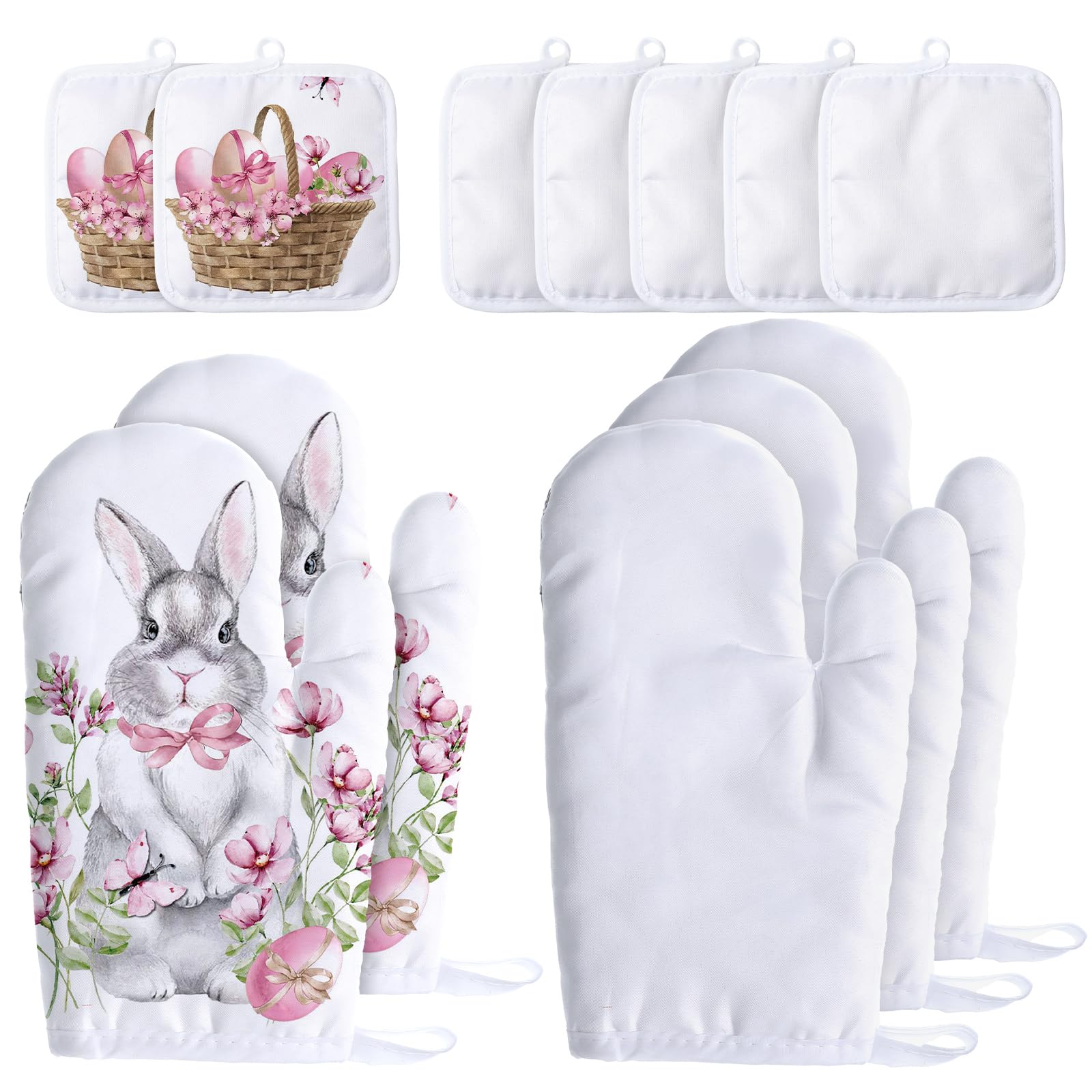 12-Piece Blank Sublimation Oven Mitts Set - Heat Resistant Gloves & Pot Holders for DIY Customization | Perfect for Kitchen, Baking, BBQ & Home Decor Gifts