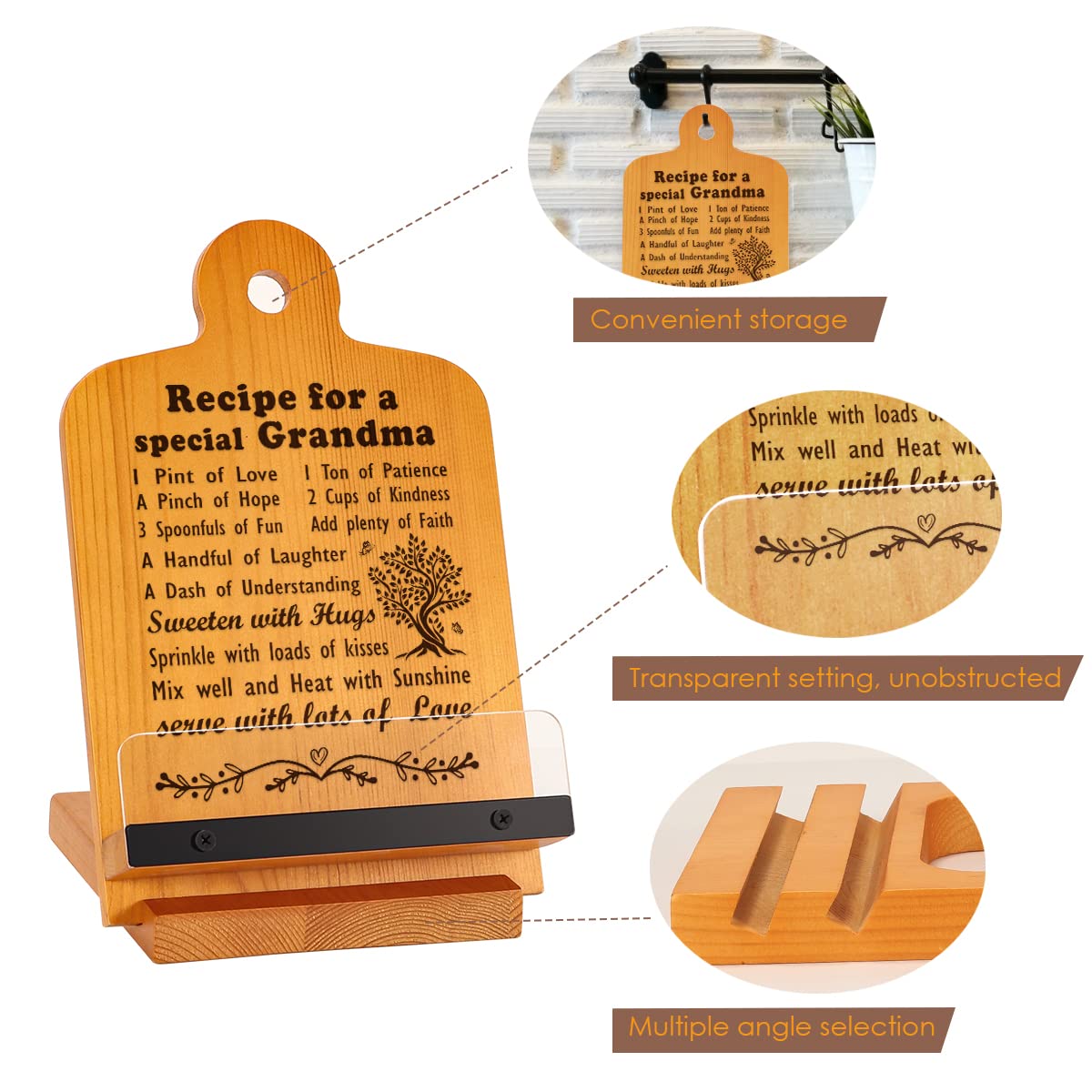 Best Grandma Gifts - Thoughtful Mother's Day & Birthday Presents for Nana | Cookbook Stand & Recipe Holder for Kitchen | Perfect Gift from Grandchildren for Cooking Enthusiasts | Ideal for Holiday, Anniversary & Family Gatherings