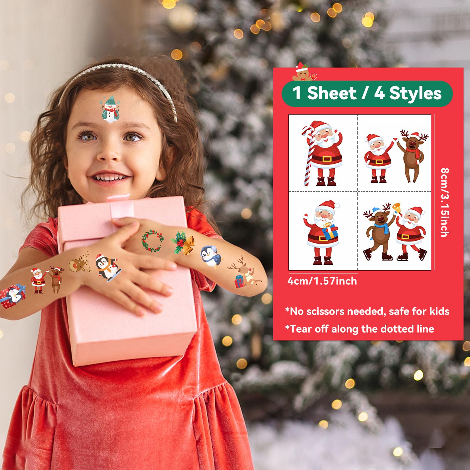 144 Pcs Christmas Temporary Tattoos for Kids - Fun Holiday Stocking Stuffers & Party Favors for Boys and Girls | Perfect for Xmas Gift Bags, Classroom Rewards & Christmas Decorations