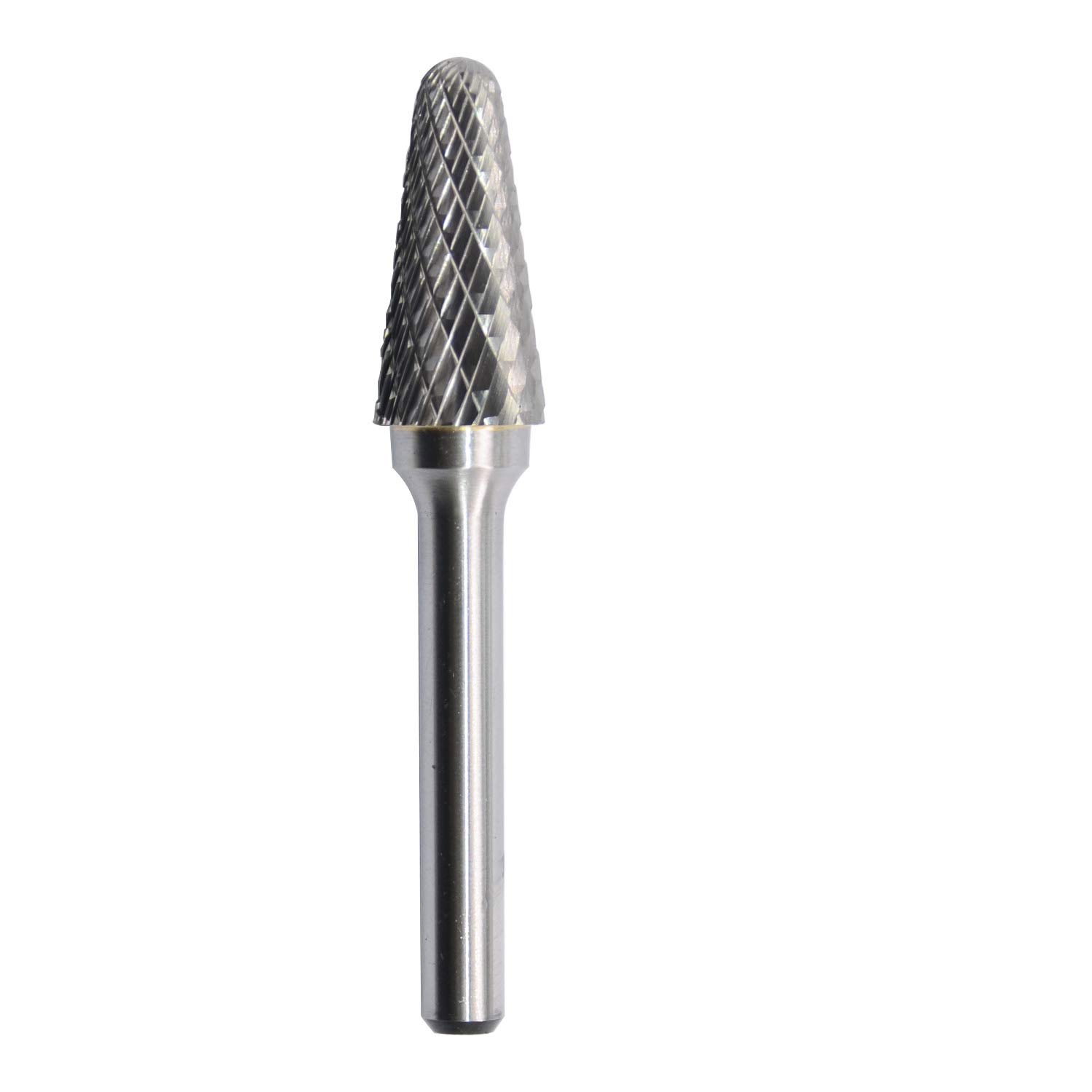Premium Tungsten Carbide Burr Rotary File - Taper Shape with Radius End, Double Cut, 1/4