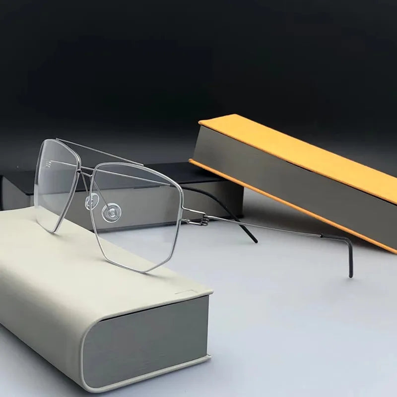 Aimee Unisex Full Rim Square Double Bridge Titanium Eyeglasses 5423 - Lightweight Durable Frame for Men & Women - Perfect for Reading, Working & Fashion Accessories