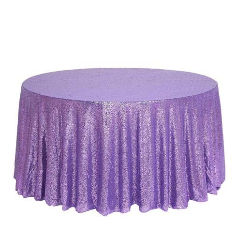 132 Inch Sequin Round Tablecloth - Big Payette Purple Premium Quality for Wedding, Birthday, Christmas Party & Hall Decoration | Elegant Dining & Event Table Cover