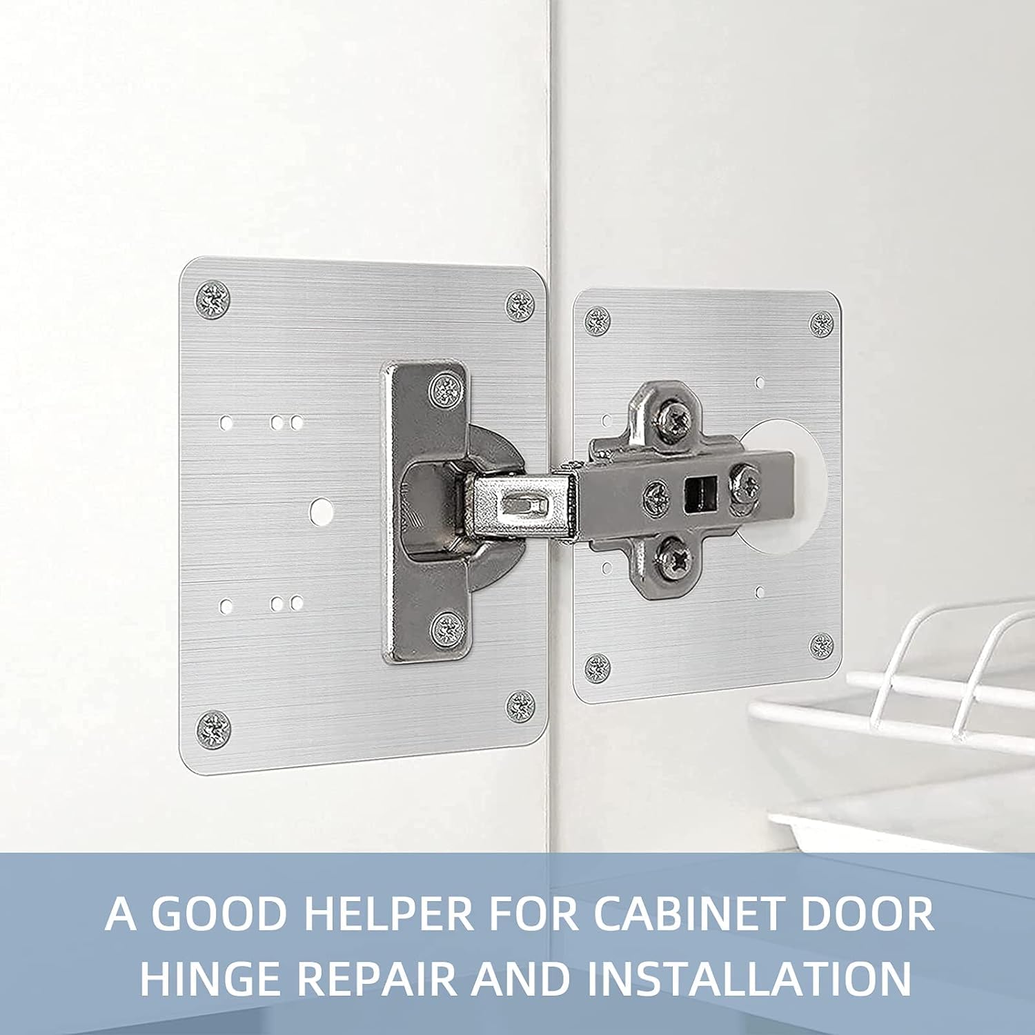 Premium Stainless Steel Cabinet Hinge Repair Kit - 6 Pack Hinges & Fixing Plates for Kitchen Cupboards, Locker Doors & Furniture - Quick Easy Replacement for Loose or Broken Hinges - Ideal for Home, Office & Commercial Use