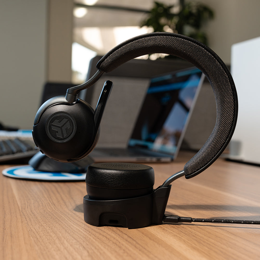 Epic Work ANC Wireless On-Ear Headphones - Black | Noise Cancelling Bluetooth Headset for Office, Travel & Music Lovers