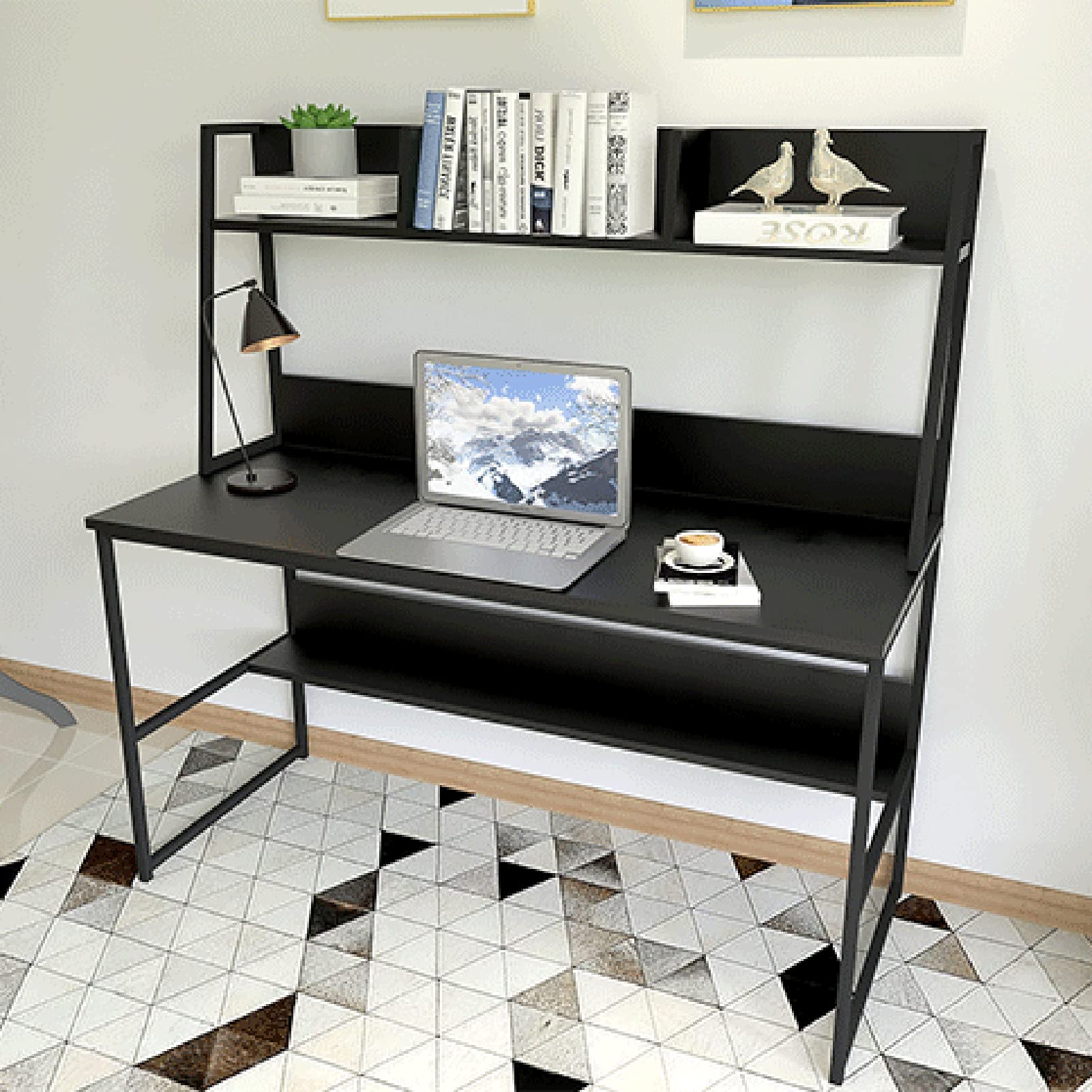 Modern Simple Style Black MDF Computer Desk - Durable & Scratch-Resistant Home Office Laptop Workstation for Study, Gaming & Remote Work