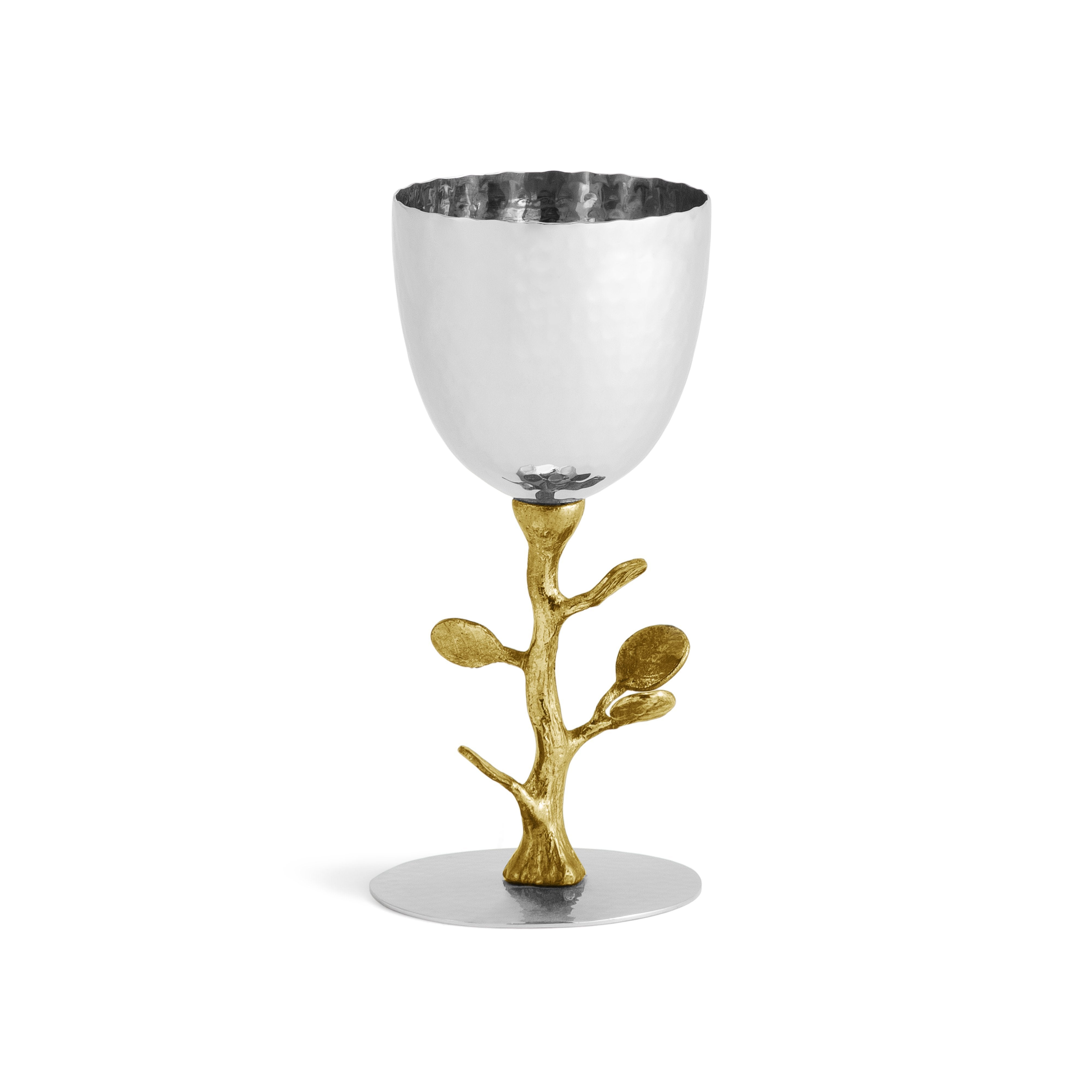 Elegant Botanical Leaf Gold Kiddush Cup - Handcrafted Jewish Communion Wine Goblet for Shabbat, Passover & Jewish Holidays - Perfect for Religious Ceremonies, Home Decor & Gift Giving