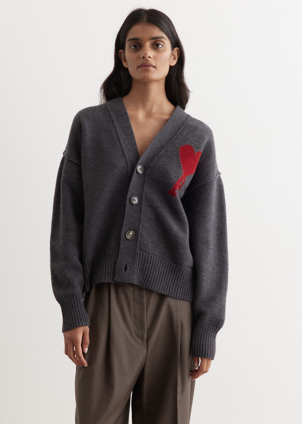 Red ADC Cardigan for Women - Soft Heather Grey Knit Sweater | Cozy Fall & Winter Fashion | Perfect for Casual Outfits and Layering