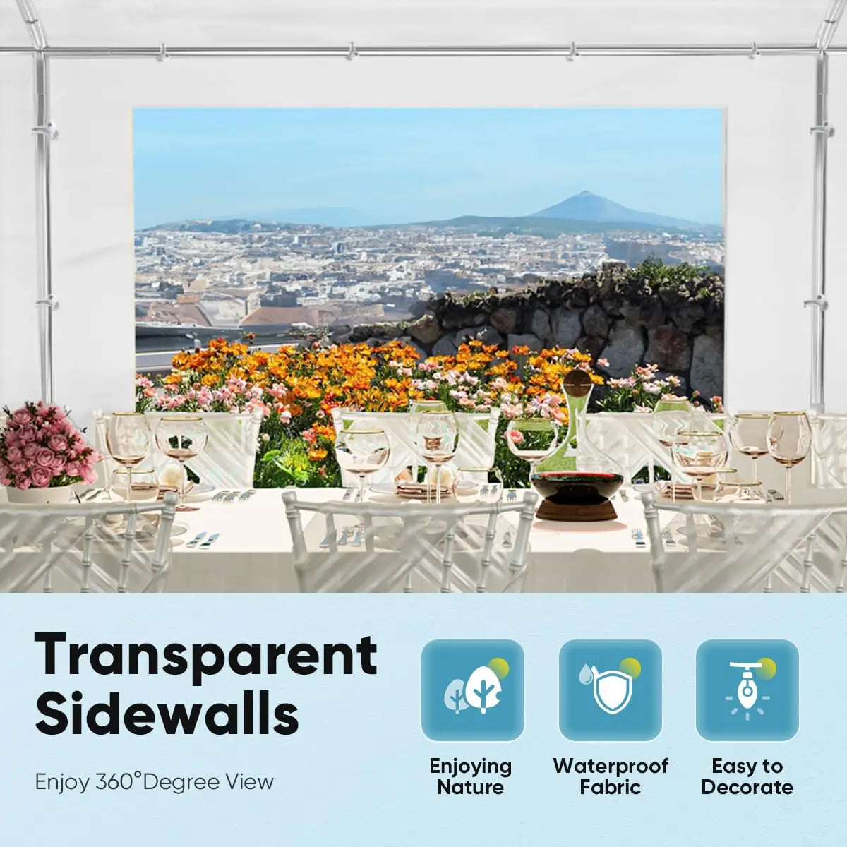 20' x 40' Party Tent with Clear Sidewalls - Waterproof Outdoor Canopy for Weddings, Events & Camping - Heavy Duty Commercial Shelter with Removable Walls