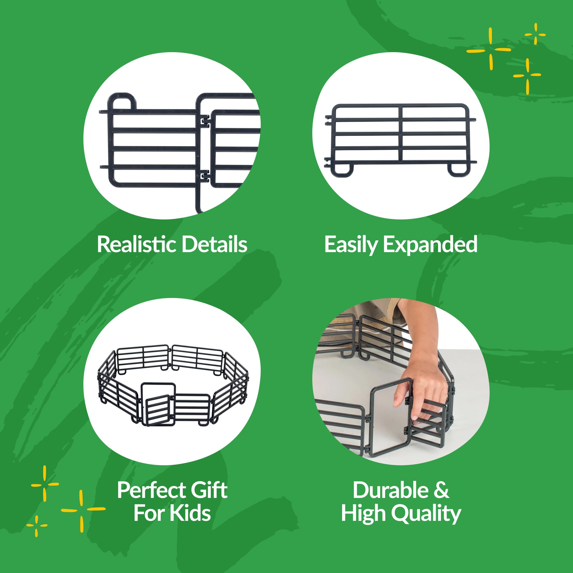 Big Country Toys 7-Piece Corral Fence Panel Set - 1:20 Scale Farm Animal Toy Fence - Durable Plastic Farm Fencing for Kids & Collectors - Perfect for Farm Playsets, Dioramas & Model Ranch Displays