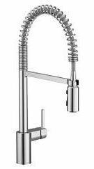 Moen 5923 Chrome Spring Pulldown Spray Kitchen Faucet - High Arc Pull Down Sprayer for Modern Kitchen Sink, Dishwashing & Food Prep