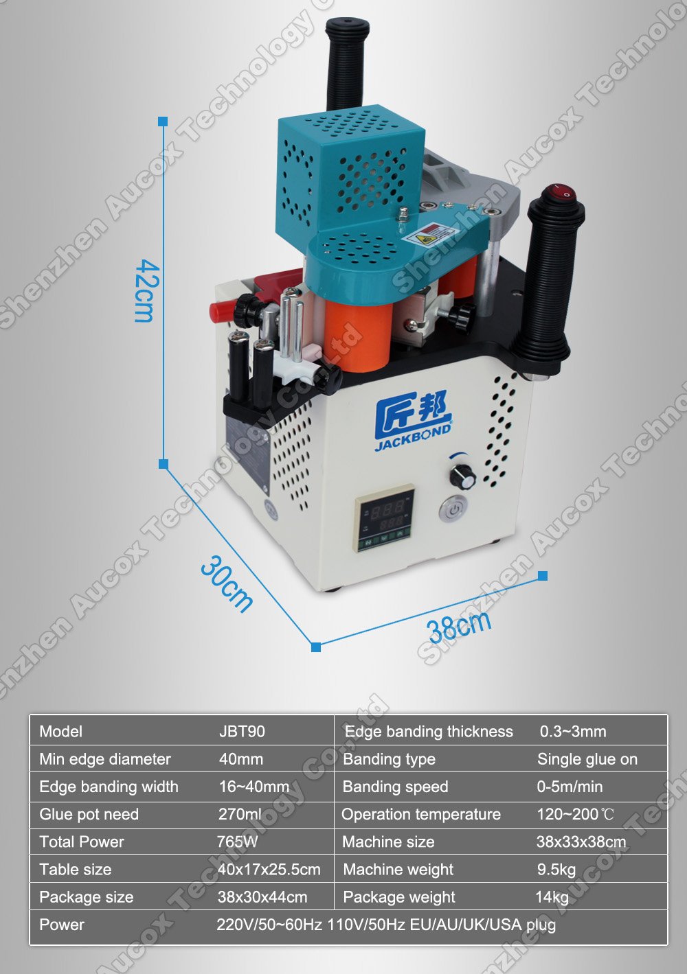 CGOLDENWALL JBT90 PVC Portable Edge Bander - Wood Edge Banding Machine with Adjustable Speed 0-5M/min - Perfect for DIY Furniture, Cabinets & Home Improvement Projects