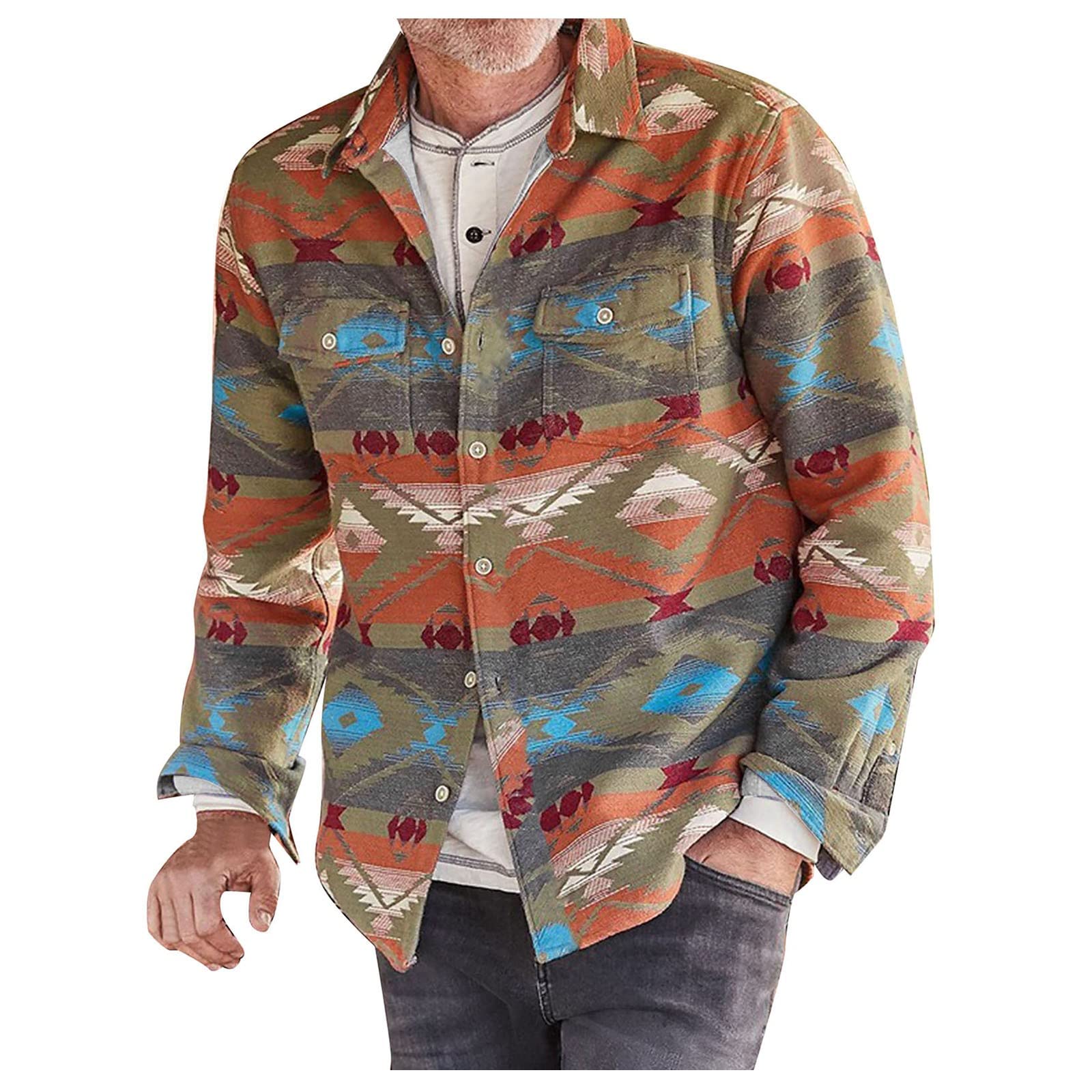Men's Autumn Button Down Shirt - Casual & Work Long Sleeve Printed Shirt with Lapel - White Spex Shirt for Office, Daily Wear & Fall Outfits