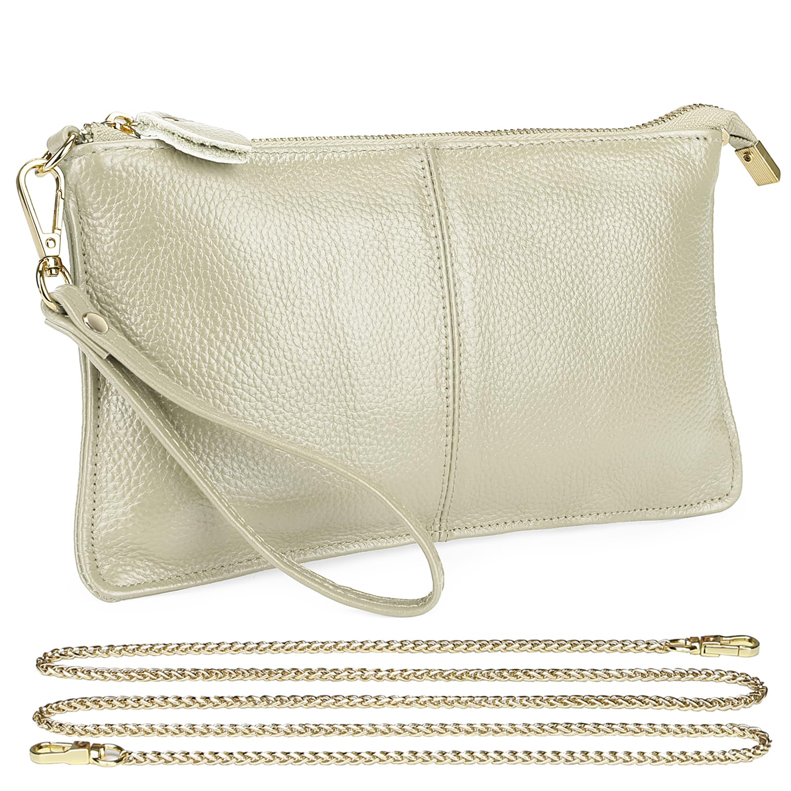 Uromee Genuine Leather Wristlet Wallet Clutch Purse for Women - Detachable Crossbody Shoulder Chain Handbag | Perfect for Parties, Travel & Everyday Use