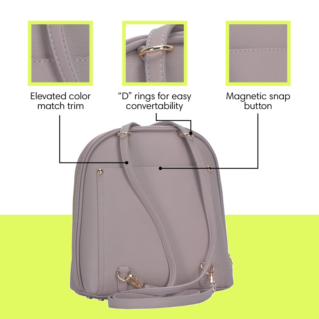 Miztique The Daisy Convertible Backpack Purse for Women - Soft Vegan Leather Shoulder Bag & Backpack (Lilac, 10.5x4x11.5 inches) | Stylish Crossbody Purse for Work, Travel & Everyday Use