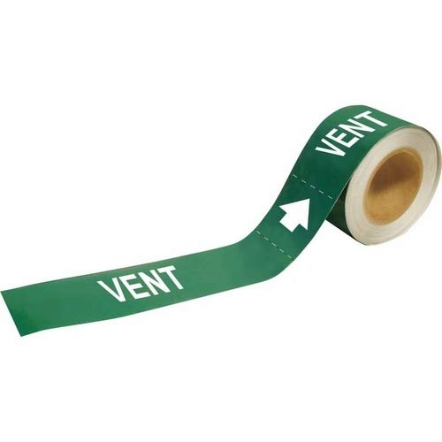 Brady 73938 Pipe Marker Vent B736 2X12 White/Green - 4 Rolls of 25 pcs (100 Total) for Industrial Pipe Labeling & Safety Identification in HVAC, Plumbing & Chemical Plants