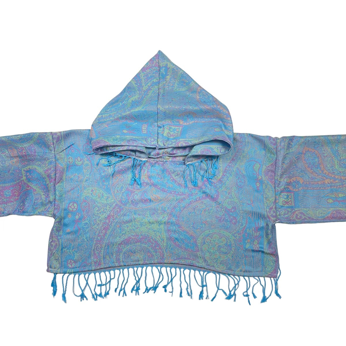 PASH LS Crop Top - Ocean Paisley Print Long Sleeve Shirt for Women | Boho Chic Fashion | Perfect for Music Festivals, Beach Outings & Casual Wear