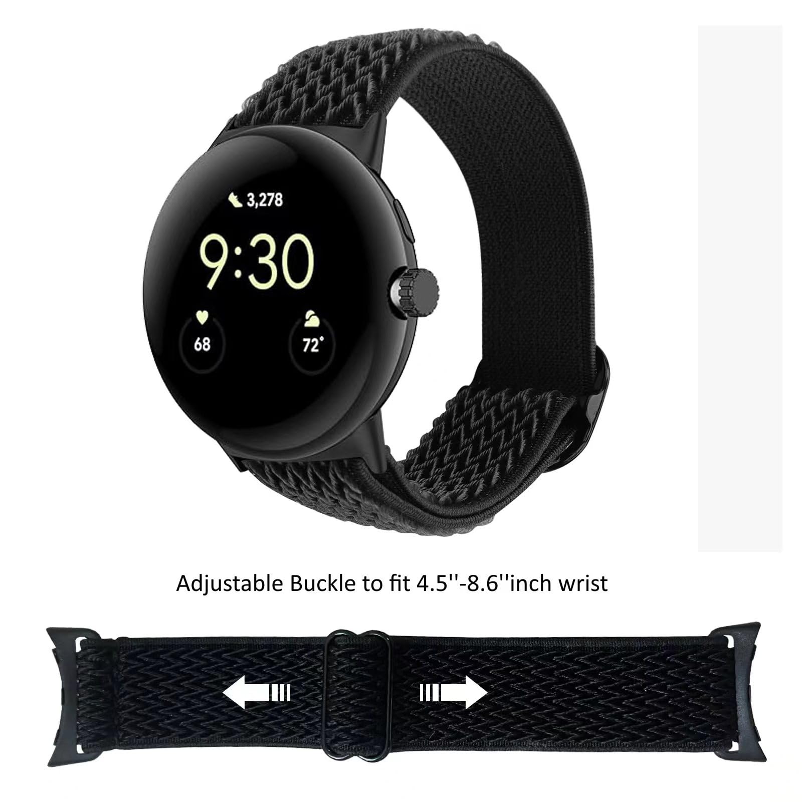 3 Pack Stretchy Nylon Watch Bands for Google Pixel Watch 2/1 - Sport Adjustable Wristband for Men & Women - Gym & Daily Use
