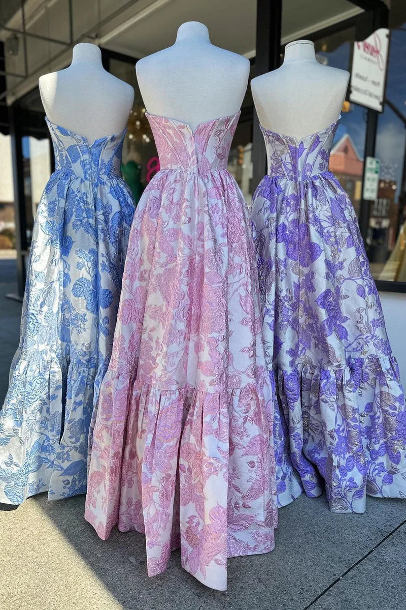 Custom Made Floral Prom Dresses A-Line Sweetheart Neckline - Elegant Formal Gowns for Homecoming, Wedding & Special Occasions