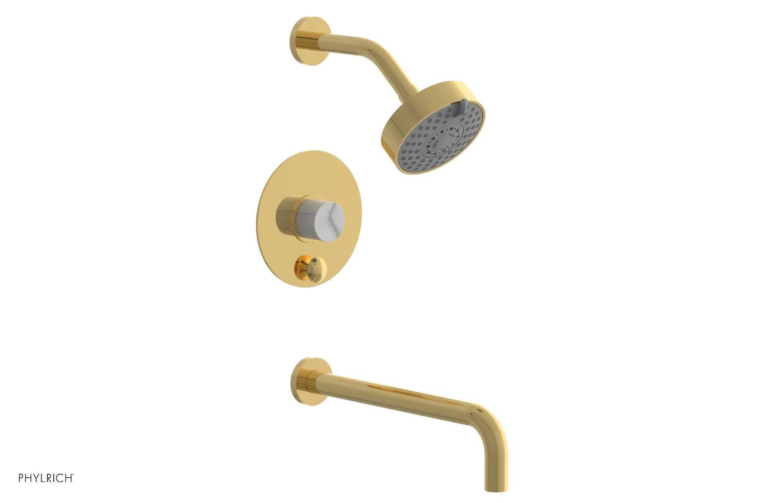 BASIC II 12-Pressure Balance Tub and Shower Faucet Set - White Marble Finish - 230 28 12 - Perfect for Modern Bathroom Renovations and Spa-Like Shower Experiences
