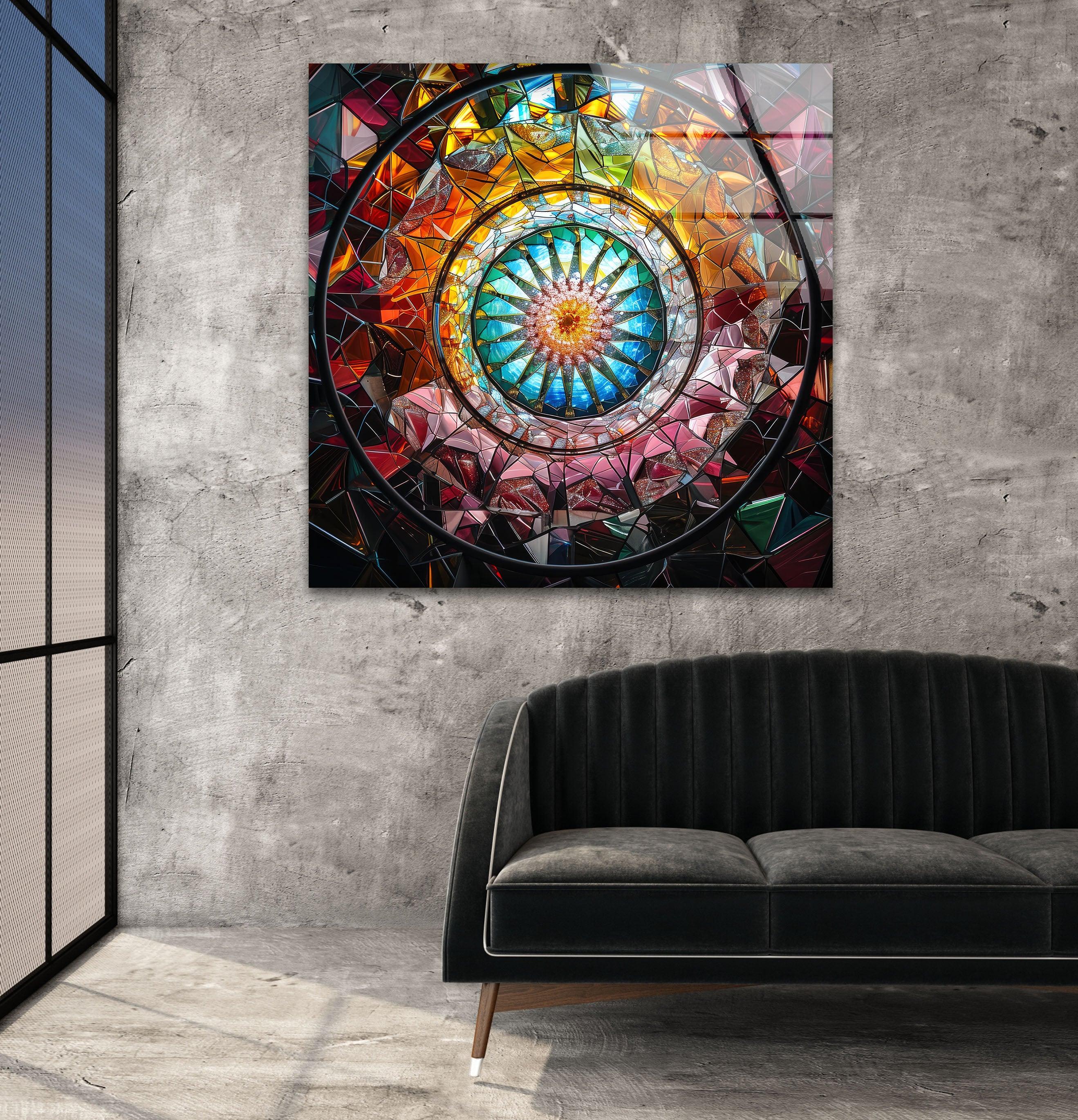 Vibrant Kaleidoscope Glass Wall Art Decor - Stunning Handmade Mosaic for Living Room, Bedroom & Office - Unique Home & Interior Design Gift Idea