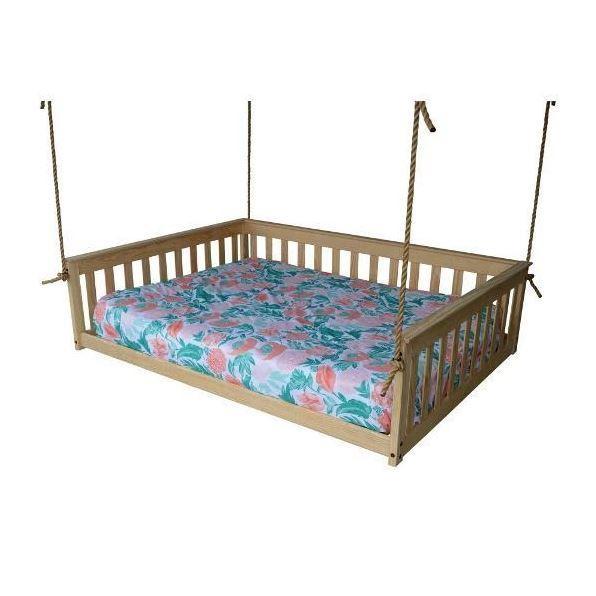A&L Furniture Mission Style Hanging Daybed with Natural Rope - Perfect for Porch, Patio, Garden, and Backyard Relaxation