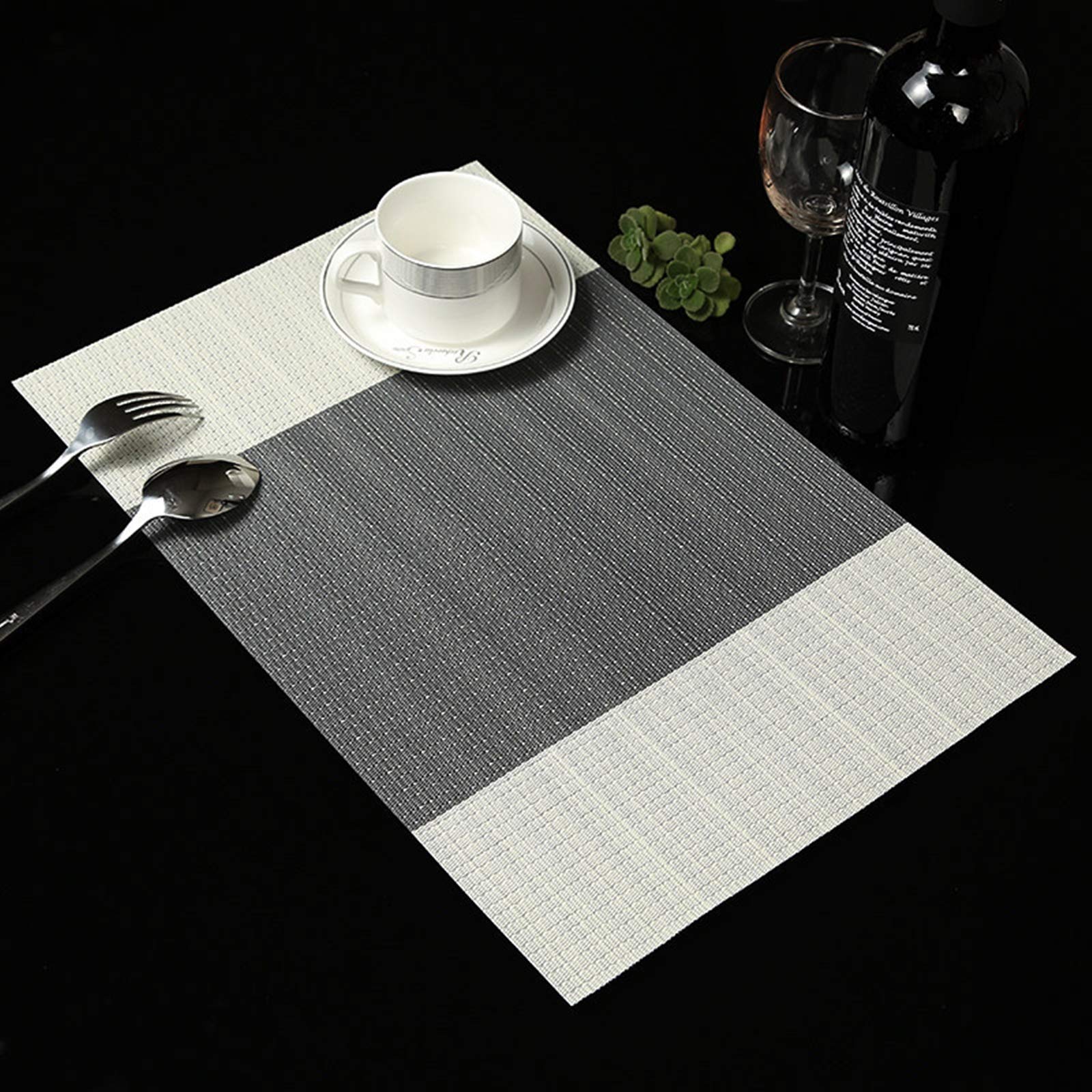 Daesar 6-Piece Heat-Resistant PVC Placemats Set - Non-Skid, Washable Table Mats in Grey & White for Dining, Kitchen, and Party Decor