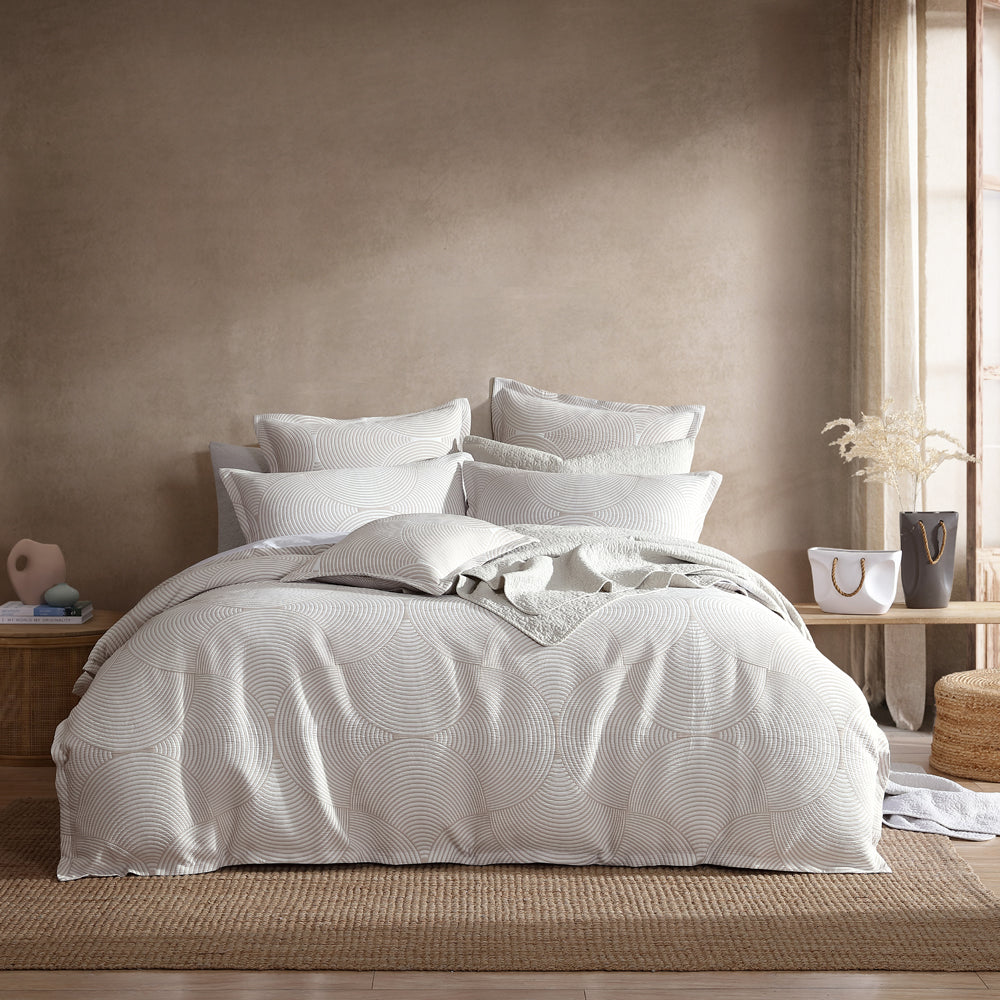 Arlo Stone Quilt Cover Set Super King Size - Luxury 100% Cotton Bedding Set for Master Bedroom | Perfect for Modern Home Decor & Hotel Style Bedding