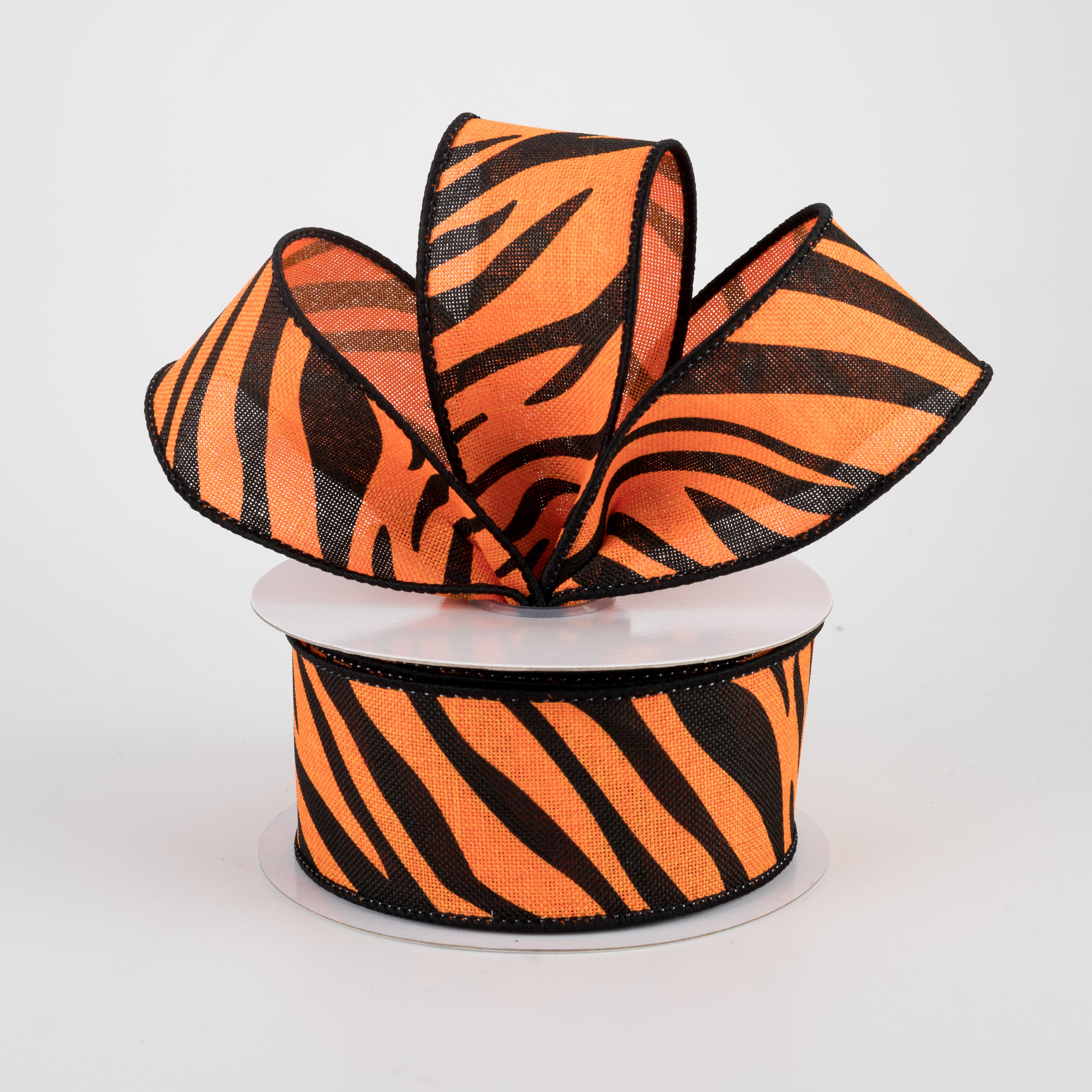 1.5 Inch Animal Stripes Ribbon - Orange & Black (10 Yards) for Gift Wrapping, DIY Crafts, Party Decorations, and Hair Accessories