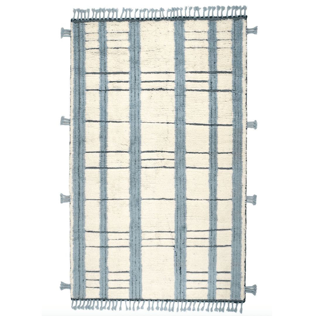 Tory Pewter Blue Hand Knotted Wool Rug - Premium Handmade Area Rug for Living Room, Bedroom & Home Decor