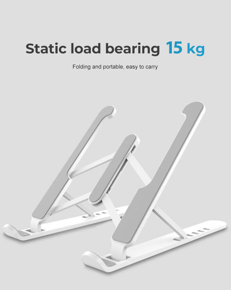 Foldable Laptop Stand - Adjustable Height ABS Computer Holder with Non-Slip Base - Ergonomic White Notebook Stand for MacBook, Dell, HP (Perfect for Office, Home & Travel Use)