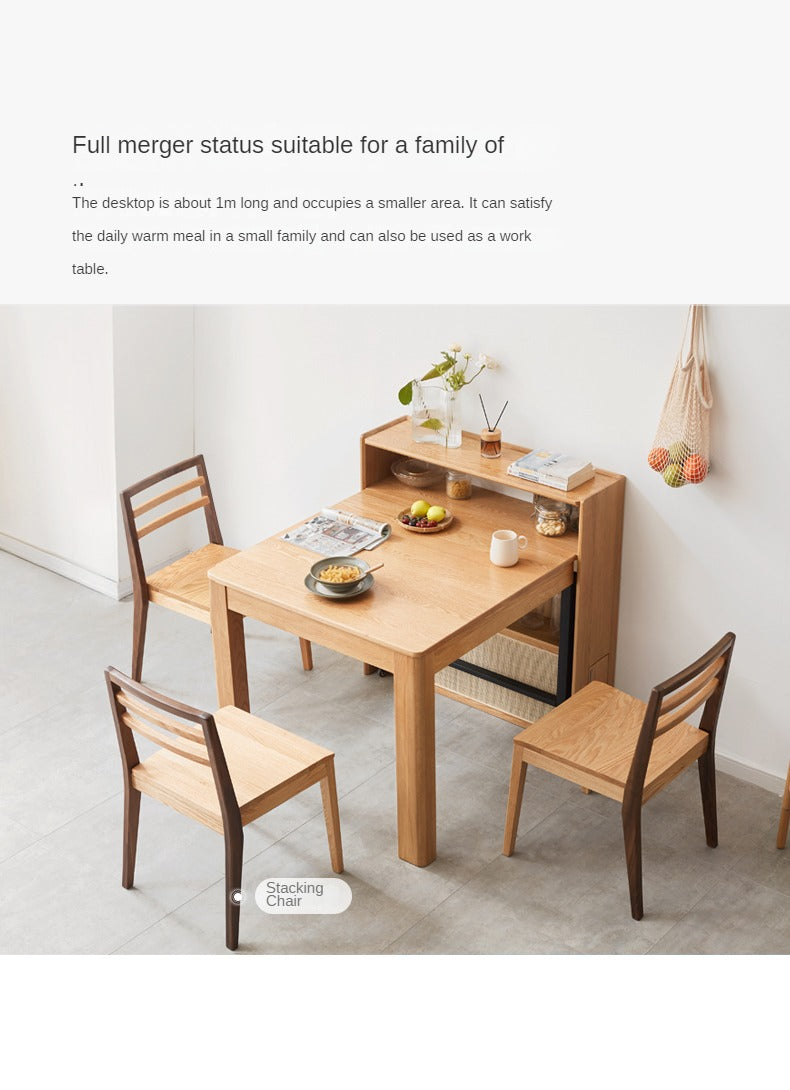 Solid Oak Wood Extendable Dining Table & Buffet Sideboard - Perfect for Small Spaces, Entertaining, and Modern Farmhouse Decor