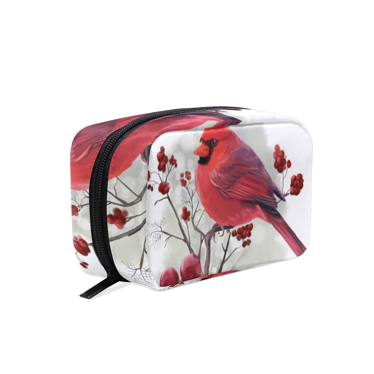 Women's Cosmetic Bag with Cardinal & Berries Print - Stylish Makeup Pouch for Travel, Gym, and Everyday Use | Perfect Clutch for Organizing Toiletries & Beauty Essentials