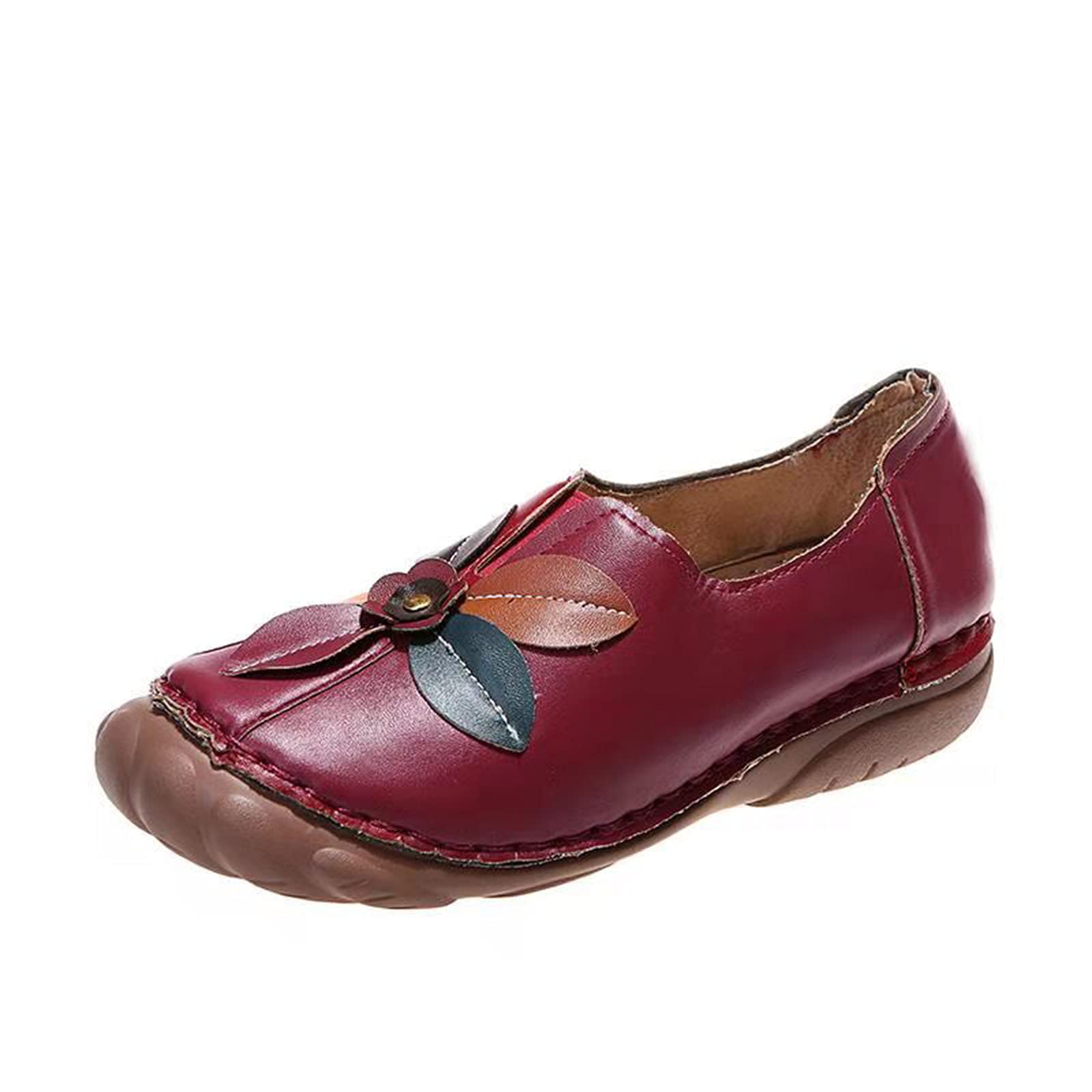 Women's Round Toe Loafers - Floral Embroidered Flat Shoes for Casual & Wedding Occasions | Comfortable Slip-On Flats for Work, Dating & Everyday Wear