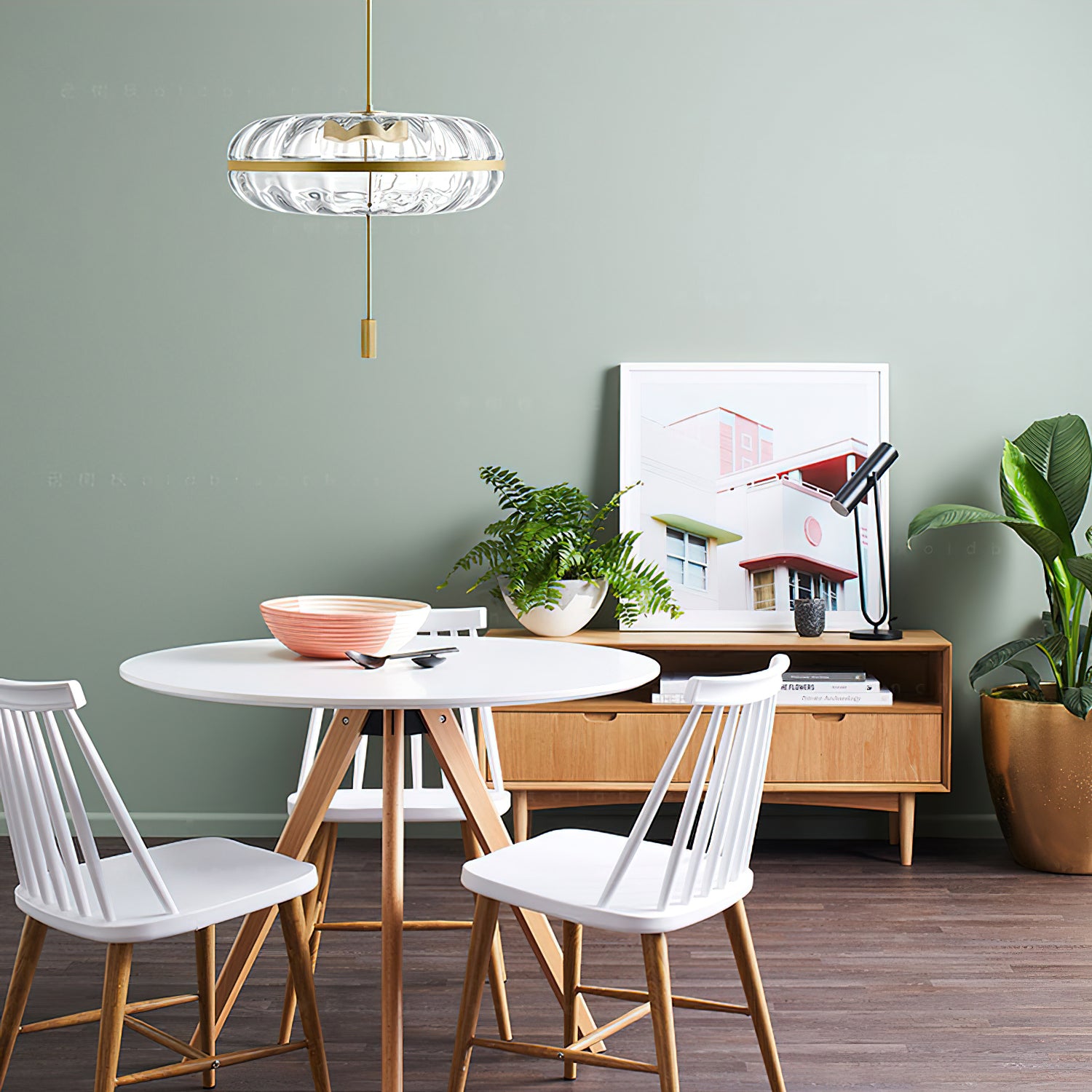 Jolie Pendant Lamp - Modern Glass Hanging Light Fixture for Kitchen Island, Dining Room & Bedroom | Dimmable LED Ceiling Light with Adjustable Height