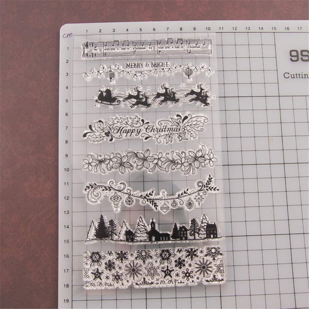 Christmas Tree & Elk Clear Rubber Stamps for Scrapbooking, Card Making, and Photo Albums – Festive Snowflake Border Designs – Perfect for Holiday DIY Crafts, Gift Wrapping, and Christmas Decorations